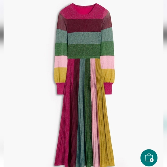 Boden NWTs Ribbed Metallic Party Dress - Picture 7 of 8